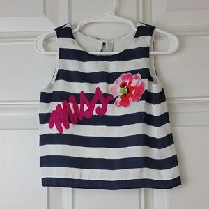 Navy and White Striped Kids Tank Top with Pink Floral Accent.  Size EU 4.  NWT